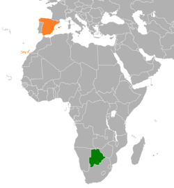 Карта с указанием местоположения Ботсваны и Испании