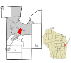 Location in Brown County and the state of وسکونسن.
