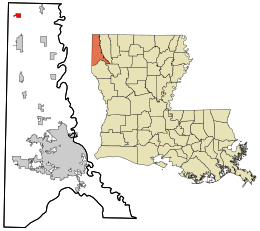 Caddo Parish Louisiana incorporated and unincorporated areas Rodessa highlighted.svg
