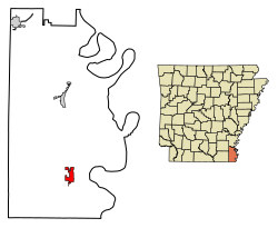 Location of Eudora in Chicot County, Arkansas.