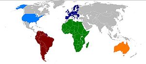Map of currently existing continental unions. ...