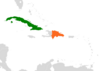 Location map for Cuba and the Dominican Republic.
