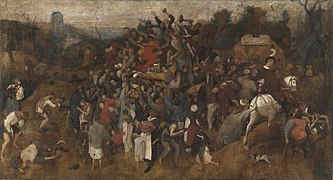 El vino de la fiesta de San Martín, Pieter Brueghel el Viejo, hacia 1565-1568 (la puerta de Hal está representada al fondo a la izquierda).