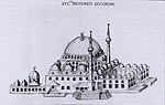 1686 drawing of the original Fatih Mosque (by Francesco Scarella)