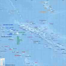 An enlargeable map of the French Overseas Collectivity of French Polynesia French Polynesia relief map with communes.svg