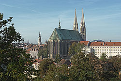 Gereja Santo Petrus dan Paulus dan Waidhaus di Sungai Neisse di Görlitz