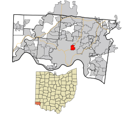 Location in Hamilton County and the state of Ohio