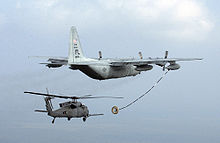 An HH-60G about to refuel from a USAF HC-130P Helicopter aerial refueling.jpg