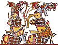 Hunahpu et Ixbalanque, motif inspiré d'une ancienne céramique maya.