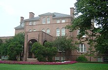 Holladay Hall, the first building built on NC State's campus in 1889, now houses the Chancellor's Office. HolladayHallNCSU.JPG