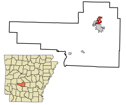 Location in Hot Spring County and the state of Arkansas