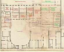 Distribution du rez-de-chaussée de l'hôtel Louvois en 1691