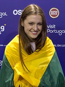 Ieva Zasimauskaitė at the Eurovision Song Contest 2018 in Lisbon.