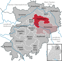 Інгельфінген на карті району