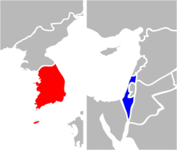 نقشهٔ مکان‌نمای Israel و South Korea