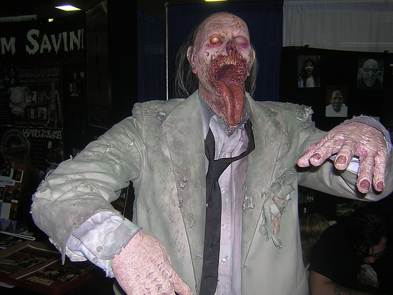 Description English: A jawless zombie, as done by students in Tom Savini's Special Make-Up Effects Program at the 2008 Pittsburgh Comicon. Date	27 April 2008, 12:15 Source	Jawless Zombie Uploaded by GrapedApe Author	Jim Reynolds from Cleveland, USA