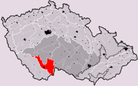 Jihočeské pánve na mape Česka