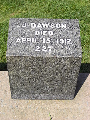 Gravestone of Joseph Dawson, member of the cre...