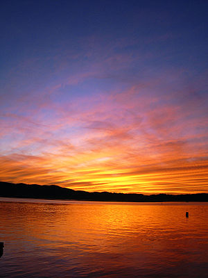 colourful sunset. knysna, south africa. slight...