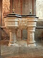 The twin-fonts of Saint-Léon Church of La Baussaine, France