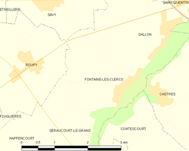 Mapa obce Fontaine-lès-Clercs