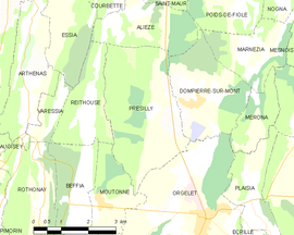 Mapa obce Présilly