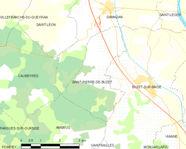 Mapa obce Saint-Pierre-de-Buzet
