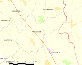 Mapa obce Winnezeele
