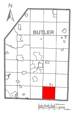 Map of Butler County, Pennsylvania highlighting Clinton Township