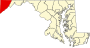 Mapa de Maryland destacant el Comtat de Garrett