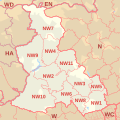 NW postcode area map