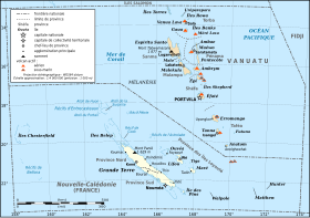 Carte de la Nouvelle-Calédonie et du Vanuatu.