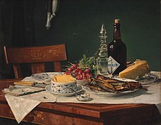O.A. Hermansen, Et frokostbord, 1884, Statens Museum for Kunst.