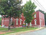 Southwest view of the Old Tishomingo County courthouse in Iuka, Mississippi.