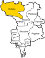 Ochaby in der Gemeinde Skoczów (gelb)