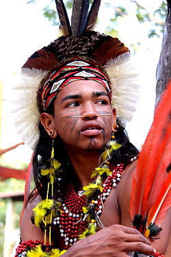 Pataxo törzsi indián feldíszítve