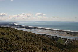 Pegasus Bay, with New Brighton the spit in the foreground