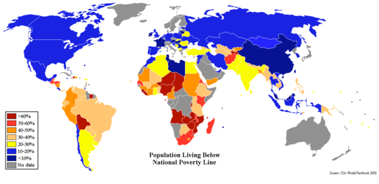 Poverty Percentage World Map Percent poverty world map.png