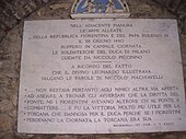 Plaque in memory of the battle of Anghiari Plaque de la chapelle de la bataille d'Anghiari.jpg
