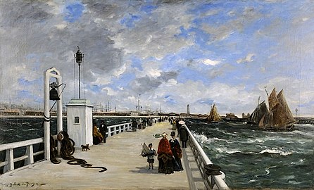 Promeneurs sur la jetée de Trouville-sur-Mer (1877), musée de Bourgoin-Jallieu.