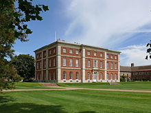 South front of Radley Hall - the "Mansion" - with part of the school's main corridor to the right Radley Hall, Radley College, 22-05-2007.jpg