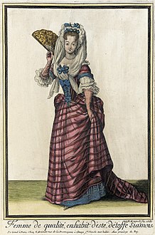 'Femme de Qualité, en Habit d'Esté, détoffe Siamoise', aus: Recueil des modes de la cour de France (Nicolas Arnoult (ca. 1671-1700)), 1687