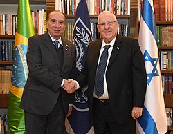 Rencontre entre le président israélien Reuven Rivlin et le ministre brésilien des affaires étrangères Aloysio Nunes en 2018.