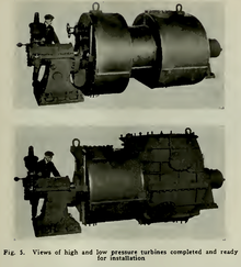 High and low pressure turbines for SS Maui SS MAUI high and low pressure turbines 1917.png