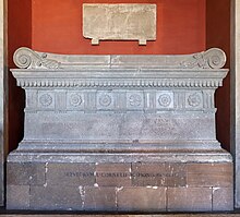 The Sarcophagus of Lucius Cornelius Scipio Barbatus Sarcofago di scipione barbato, a forma di altare con volute ioniche, in marmo peperino, 280 ac., dal sepolcro degli scipioni sull'appia antica.jpg