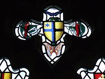 Detail of a stained glass window at Sheepstor Church