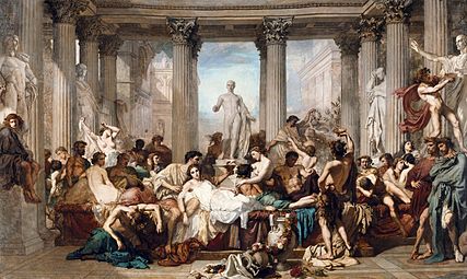 "La romianoj de dekadenco", Les Romains de la décadence (1847), Parizo, musée d'Orsay.