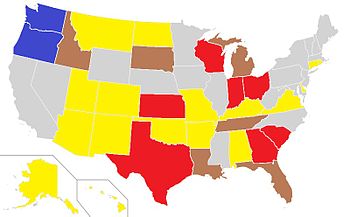 English: map of voter ID laws in US