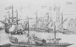 Миниатюра для Файл:Гравюра Адриана Шхонебека «Азовский флот под Азовом» в 1686г (1700г) big.jpg