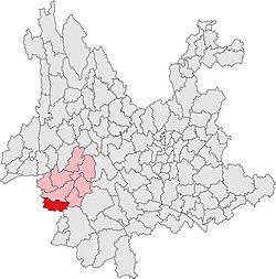 滄源佤族自治縣在雲南省的位置